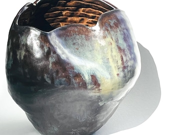 Glazed Vase Sculptural Vessel Design Object Irregular Vase Coiled Vase Contemporary Ceramic Vase Fine Art Ceramics
