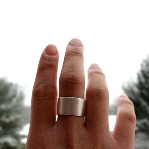 Wide Sterling Silver Band with Brushed Finish Size 4-9