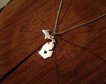 Sterling Silver Necklace and Pendant State or Country Cut Out - Made to Order