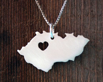 Sterling Silver Necklace and Pendant State or Country Cut Out - Made to Order