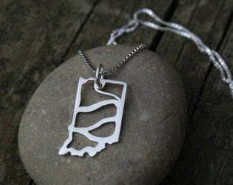 Sterling Silver Necklace and Pendant State or Country Rolling Hills Detailt - Made to Order