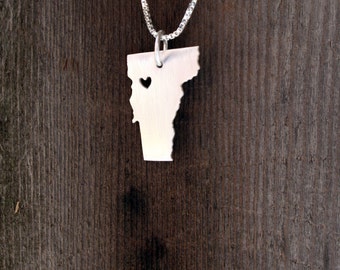 Sterling Silver Necklace and Pendant State or Country Cut Out - Made to Order