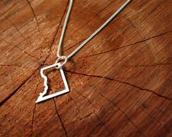 Sterling Silver Necklace and Pendant Country or State Outline - Made to Order