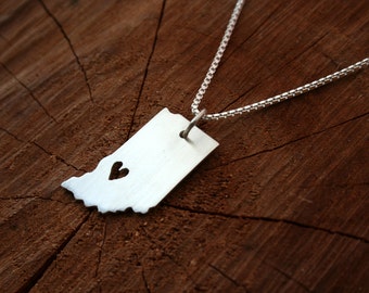 Sterling Silver Necklace and Pendant State or Country Cut Out - Made to Order