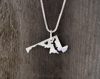 Sterling Silver Necklace and Pendant State or Country Cut Out - Made to Order