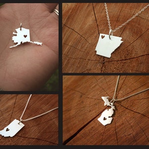 Sterling Silver Necklace and Pendant State or Country Cut Out Made to Order image 4