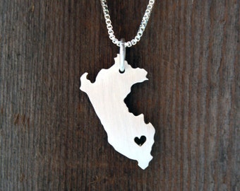 Sterling Silver Necklace and Pendant State or Country Cut Out - Made to Order