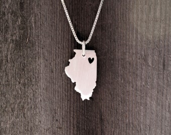 Sterling Silver Necklace and Pendant State or Country Cut Out - Made to Order