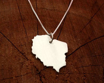 Sterling Silver Necklace and Pendant State or Country Cut Out - Made to Order