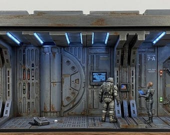 Sci-Fi Hallway Corridor Diorama 1:18 Scale Set Star Wars Vintage Style