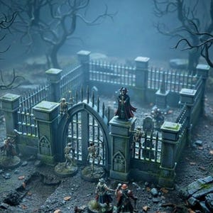 3D Printed Gothic Graveyard Terrain Set: 28mm/32mm Wargame Cemetery