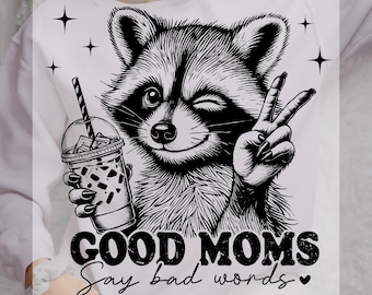 Funny Raccoon Good Moms DTF Transfer, Sarcastic Saying