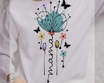 Flower Mama DTF Transfer, Ready To Press, Mother's Day Gift
