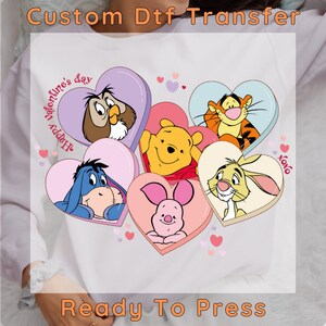 Winnie the Pooh Valentine&#39;s Day DTF Transfer: Ready To Press