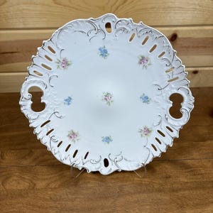 Antique Brunswick Germany Furstenburg Dbl Handle Plate Porcelain Handpainted