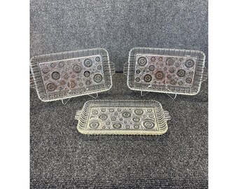 Vtg ~ Anchor Hocking ~ Serva Snack Colonial Lady ~ Set med 3