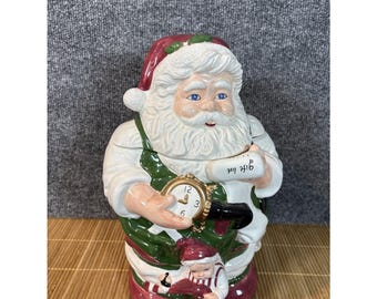 Vtg~JcPenney's~Ceramic Santa & Elf Checking Gift List Cookie Jar~12"