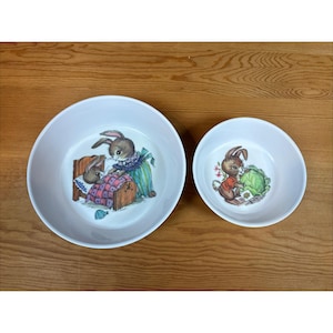 2-Piece Vintage Oneida Melamine Peter Rabbit Cereal Bowl & Small Bowl