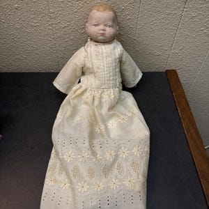 Vintage Shackman Porcelain Bisque Baby Doll Japan Christening Gown AS IS