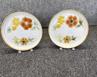Vtg~Imperial Stoneware~Mountain Song~Dessert/B&B Plates~7 3/4"~Set of 2