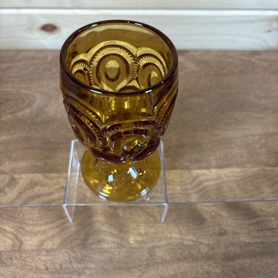 LG Wright Amber Moon & Stars Goblet | Vintage MCM - Etsy Ireland