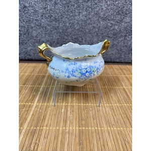 Vintage Fraufelter Sugar Bowl, Hand Painted Floral Design with Gold Accents