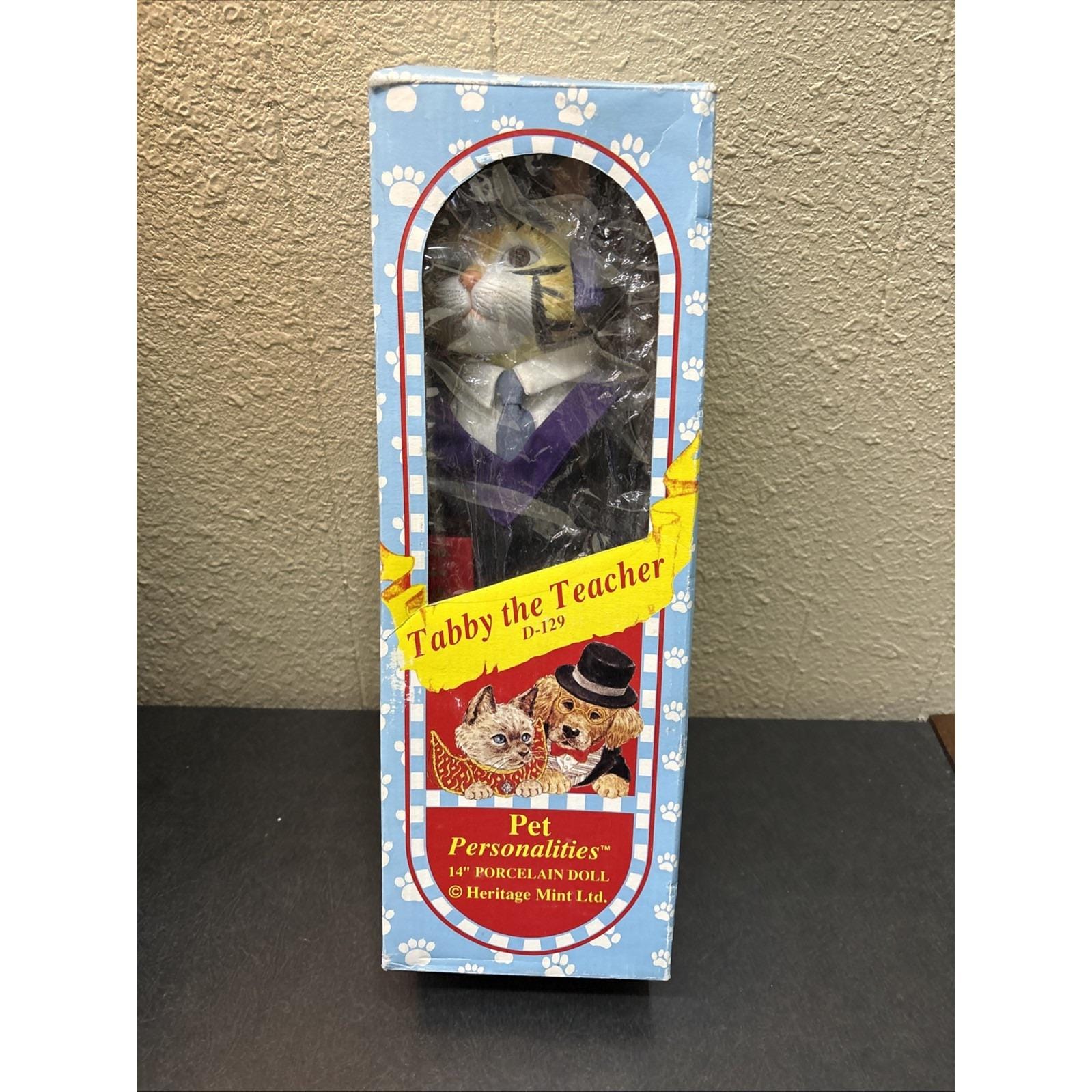Vtg~1994~heritage Mint Pet Personalities~tabby the Teacher~d-129