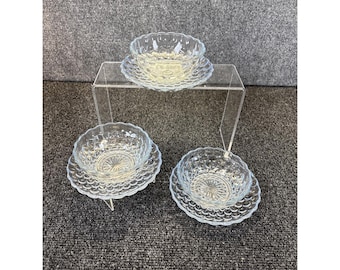 Vtg~Anchor Hocking~Bubbles~Berry Bowls/Dessert Saucers~Blue Sapphire~4.5"