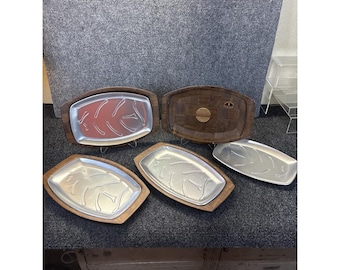 Bandejas Weavewood de nogal auténtico ~ 31 x 21 cm ~ con sartenes Nordic Ware ~ Nuevas