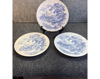 Set vintage di 3 piatti piani Enoch Wedgwood, modello Country Side, della linea Country, da 25 cm (10").