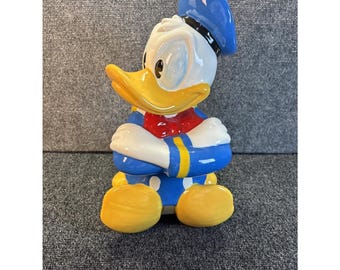 Barattolo per biscotti vintage Disney Treasure Craft in ceramica di Paperino da collezione.