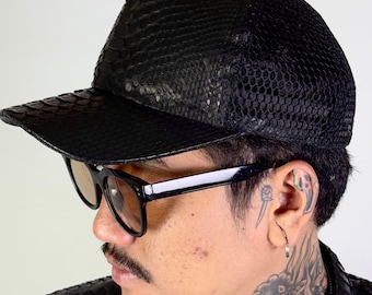 100% Genuine Python Snakeskin Baseball Cap - Handmade, Adjustable & Luxe - Unique Fashion Statement - Christmas Gift For Him , Gift For He