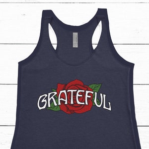 Women&#39;s Grateful Tank, Gratitude Shirt Women, Rose Tank Top, Festival Apparel, Hippie Tanks Women, Shakedown Merch, Grateful Rose Shirt