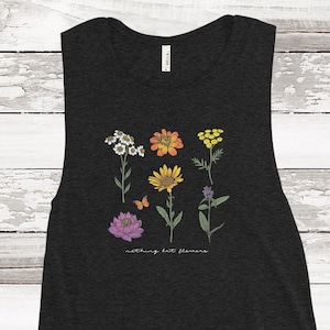 Women&#39;s Tank Nothing But Flowers, Song Lyrics Tank, Wildflowers Tank Top, Rock Music Clothing, Boho Flowers Shirt, Music Festival Apparel