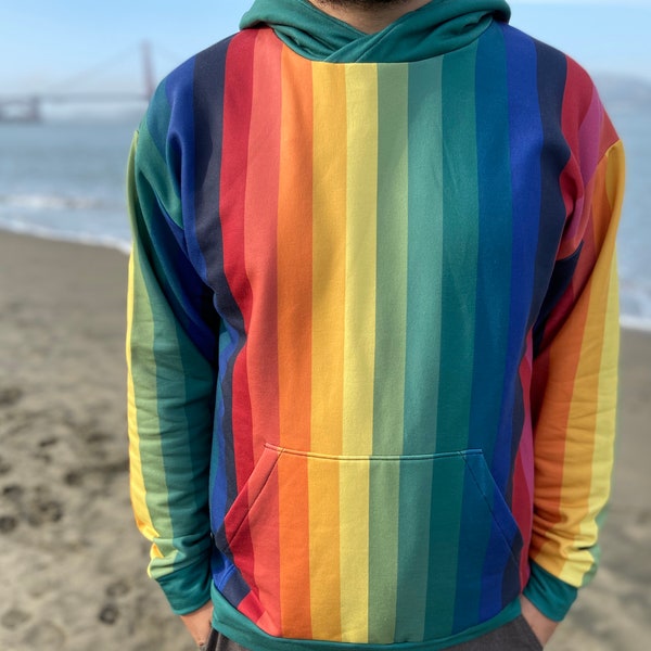 Rainy Chief Rainbow Black Sherpa Hoodie