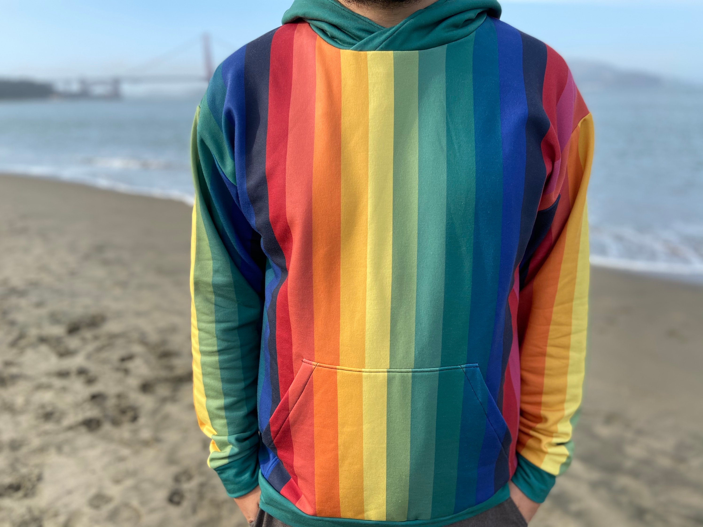 Colorblock Raibow Striped Hooded Sweatshirts For Women – sunifty