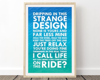 Phish Lyrics Poster - Strange Design, Phish Prints, Song Lyrics Art, Phish Art, Gifts for Phish fans Phish
