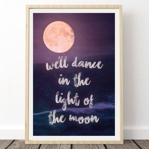 Cartel de letras de Phish - Aliento y quema, Bailaremos a la luz de la luna, Impresiones de phish, Cartel de la luna niño