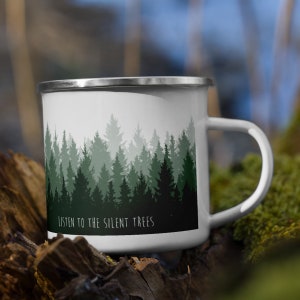 Phish Enamel Mug - Walls of the Cave, &#39;Listen to the Silent Trees&#39;&#39;, Gifts for Phans, Phish accessories, Camping Enamel Mugs