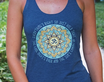 Camiseta Phish para mujer: Todo está bien, Mandala, Letras de Phish, Camiseta Mandala Yoga, Ropa de festival para mujer, Camisetas Phish, Merchandising de Phish