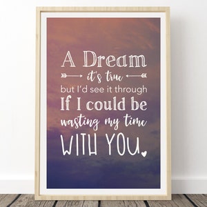 Phish Lyrics Poster - Waste, Phish prints, Love Song Lyrics, Wedding gift art, Phish Waste Poster, A Dream It's True