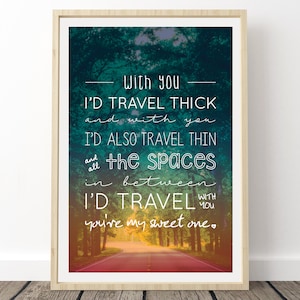 Phish Lyrics Poster - My Sweet One, Love Song Lyrics, Phish Gifts, Travel Poster, Phish Wall Art, Phish Poster My Sweet One