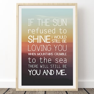 Cartel de letras - Thank You, Love Song Lyrics, 70's Rock Music Art, Gifts for music lovers, Music Poster Art, Hippie Home Decor