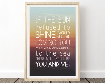 Lyrics Poster - Thank You, Love Song Lyrics, 70's Rock Music Art, Gifts for music lovers, Music Poster Art, Hippie Home Decor