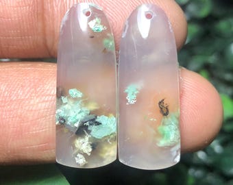 Pair Chrysocolla  confetti contain Copper-rare item-high QUALITY-GOOD quality