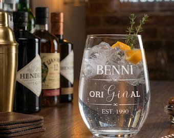 Gin Glas personalisiert mit Gravur - Wunschname auf "OriGINal mit Geburtsjahr" - Gin Liebhaber - Geschenkidee - Gin Tonic - Gin Geschenk