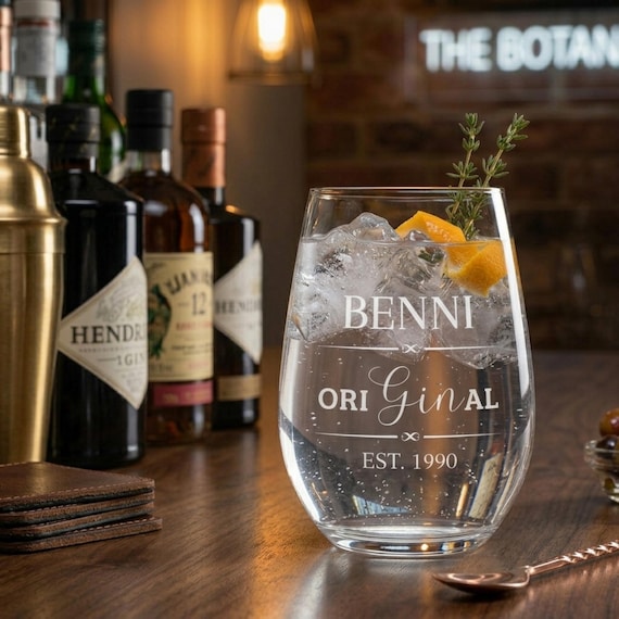 Gin Glas personalisiert mit Gravur - Wunschname auf 