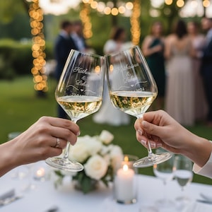 2er Set Spiegelau Style Weinglas mit Gravur zur Hochzeit personalisiert mit Namen und Datum/individuelles Geschenk für Brautpaar- 2 Gläser!
