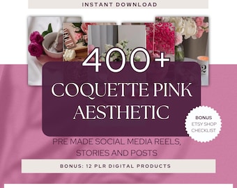 400+ Coquette Pink Videos, Viral Hooks & Stories for Reels, DFY Social Media Content, Coquette Aesthetic Pink Videos