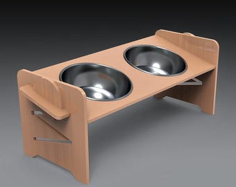 Katzen- und Hundenapfständer Laser geschnitten Datei, moderne ergonomische Futterpläne (DXF, SVG)